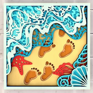 Footprints in the sand - Nautical Ocean SVG, Stl, Dwg, Dxf, Ai, CDR files for Cricut, Silhouette, Glowforge, Laser, or CNC Router Cutting