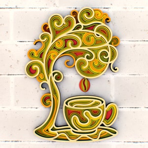 Coffee Tree Mandala svg, Multilayer Panel for Laser Cutting, layered SVG files for CNC router Laser or Cricut