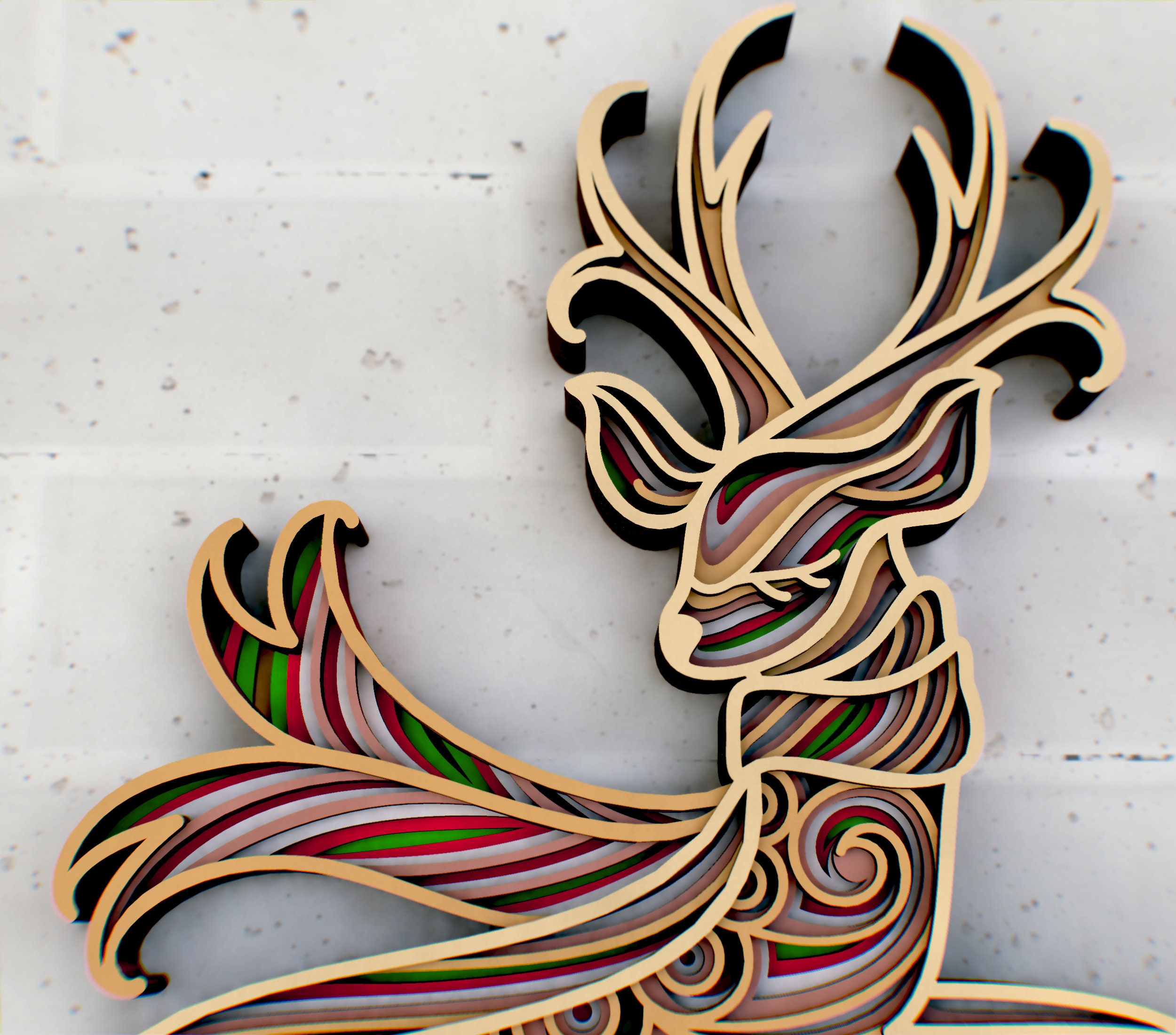 Download Сhristmas Santa's Reindeer 3D Mandala svg Layered files | Etsy
