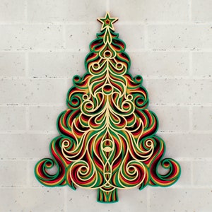 Christmas Tree 3D Zentangle svg files, Multilayer Panel for Laser Cutting, SVG files,  DXF Templates for CNC router