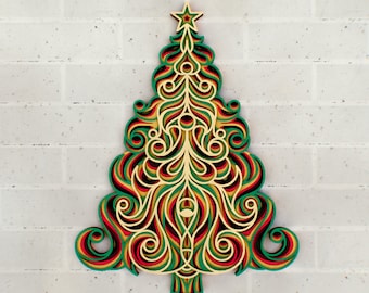 Christmas Tree 3D Zentangle svg files, Multilayer Panel for Laser Cutting, SVG files,  DXF Templates for CNC router