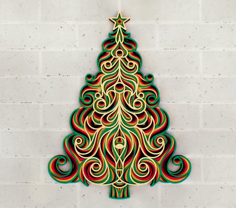 Download Christmas Tree 3d Zentangle Svg Files Multilayer Panel For Etsy