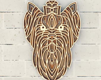 Yorkshire Terrier 3D Mandala svg files, Multilayer Panel for Laser Cutting, SVG files,  DXF Templates for CNC router
