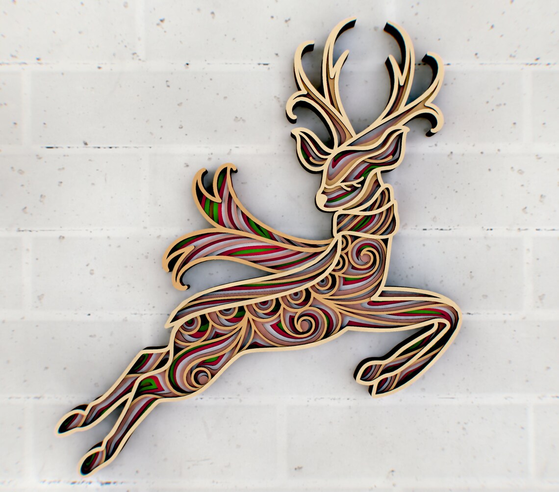 Download Сhristmas Santa's Reindeer 3D Mandala svg Layered files | Etsy