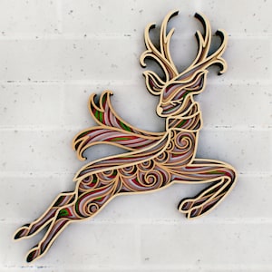 Сhristmas Santa’s Reindeer 3D Mandala svg Fichiers en couches pour la découpe laser, fichiers SVG pour Cricut | Glowforge | Modèles DXF pour routeur CNC