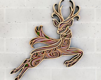 Сhristmas Santa's Reindeer 3D Mandala svg Layered files for Laser Cutting, SVG files for Cricut | Glowforge | DXF Templates for CNC router