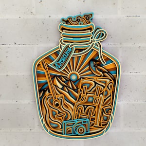 Dreams in a bottle Zentangle SVG  — 3D  Multilayer Panel, SVG files for cutting, DXF Templates for Laser Cutting, files for Cricut
