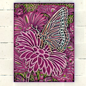 Mandala 3D papillon tropical svg, panneau multicouche pour la découpe laser, fichiers SVG en couches pour routeur CNC laser ou Cricut