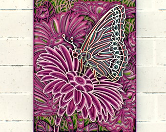 Tropical Butterfly 3D Mandala svg, Multilayer Panel for Laser Cutting, layered SVG files for CNC router Laser or Cricut