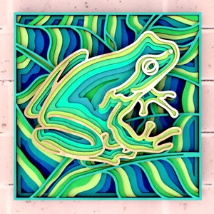 Green Tree Frog 3D Mandala svg, Panneau multicouche pour la découpe laser, fichiers SVG superposés pour routeur CNC Laser ou Cricut