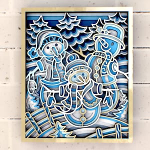 Snowmans in Forest 3D Mandala SVG files, Christmas Papercut for  Cutting SVG files for Cricut or CNC router