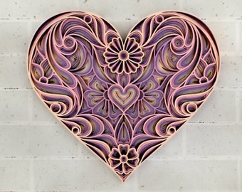 Floral Heart of Spring SVG Files, Wedding Panel, Files for Laser Cutting, Multilayer Decorative Panel, Laser Glowforge files, Zentangle SVG