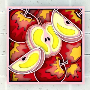 Apples 3D SVG files for Cricut | Fruit Shadow Box | Files for Laser Cutting, 3d mandala svg, ai, dxf, dwg, crd Templates for CNC router