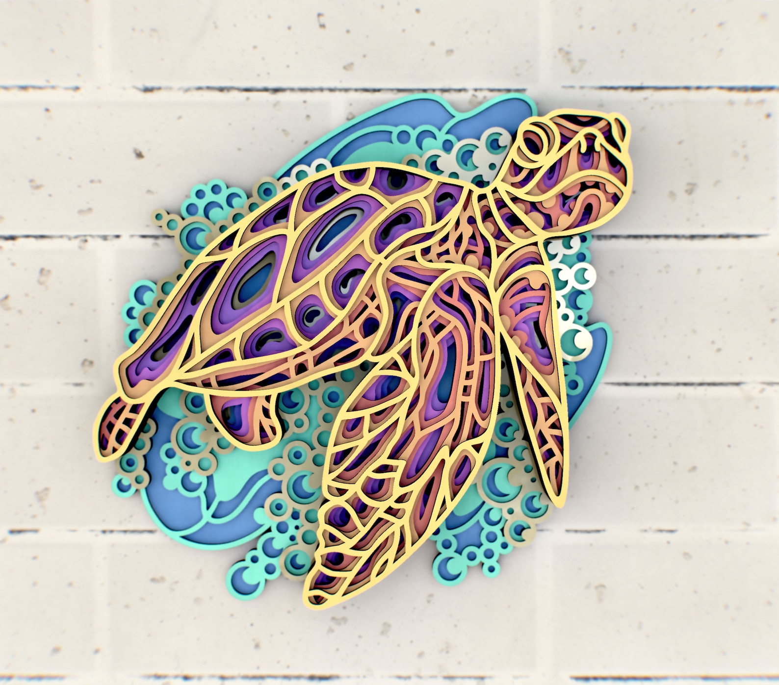 Big Turtle 3D Mandala Svg Files Multilayer Panel for Laser - Etsy Canada
