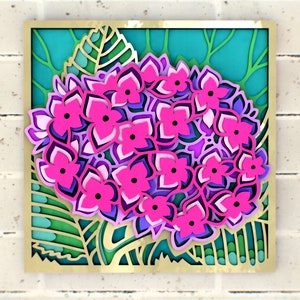 Hydrangea 3D Zentangle svg, multilayer papercraft files for Cricut, layered SVG files for CNC router Laser or Cricut