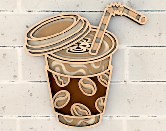 Coffee in a paper cup 3D Layered Cricut or Laser Cut File, Gift for Teacher file for Paper Crafting, SVG files, DXF Templates for CNC router