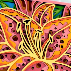 Tiger Lily 3d Mandala svg, Flower multilayer papercraft files for Cricut, layered SVG files for CNC router Laser or Cricut image 8