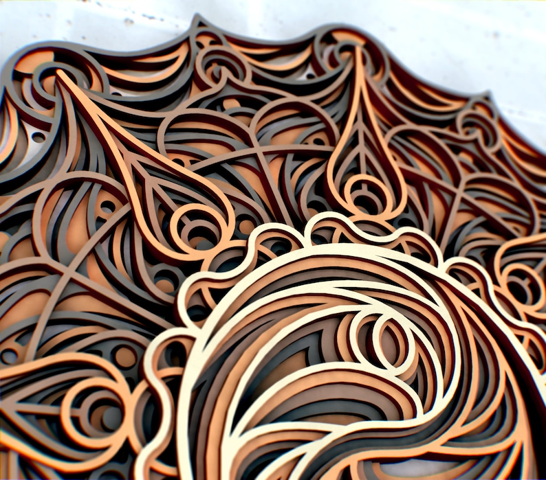 Download Yin Yang 3D Mandala svg files Multilayer Panel for Laser ...