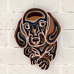 Dachshund 3D Mandala svg, Files for Silhouette or Laser Cutting, layered svg dxf dwg files for CNC router or Cricut