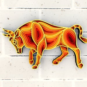 Bull 3D Mandala svg files, Laser Cut wood files, Cricut SVG files,  DXF Templates for CNC router