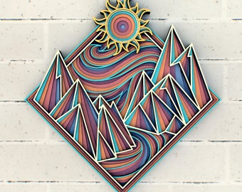 Mountains Mandala svg file, Multilayer Panel for Laser Cutting, SVG file for Cricut, SVG files for CNC router of Laser machine