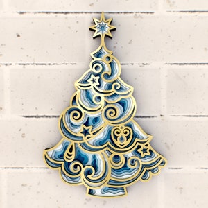 Snow Christmas Tree 3D Mandala svg files, Multilayer Panel for Laser Cutting, SVG files,  DXF Templates for CNC router