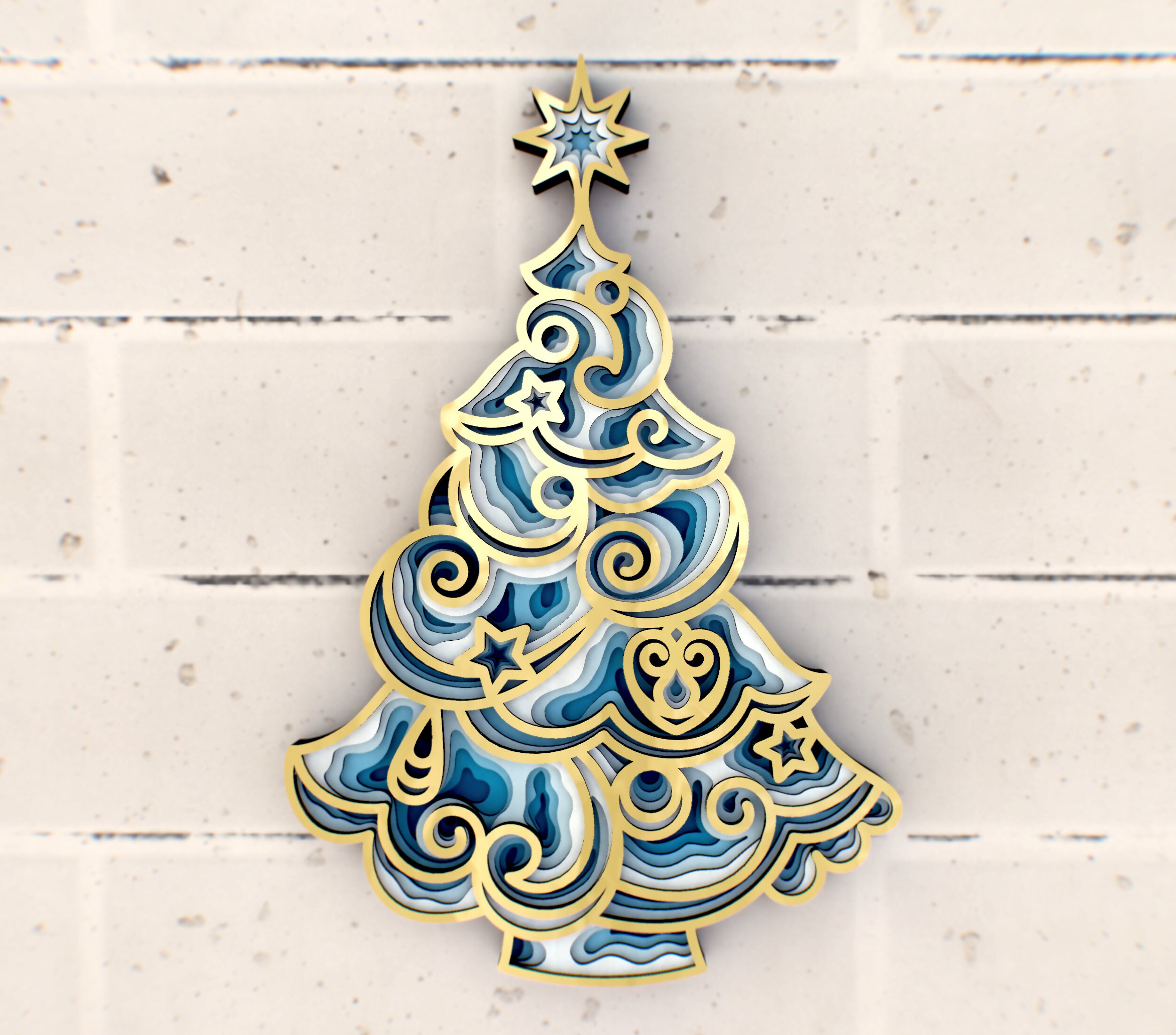 Snow Christmas Tree 3D Mandala Svg Files, Multilayer Panel for Laser ...