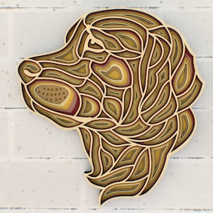 Golden Retriever Dog 3D Mandala svg files, Multilayer Panel for Laser Cutting, SVG files,  DXF Templates for CNC router