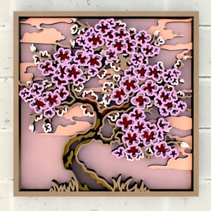 File SVG 3D Mandala dell'albero di Sakura, SVG Papercut per il taglio di file SVG per Cricut o router CNC