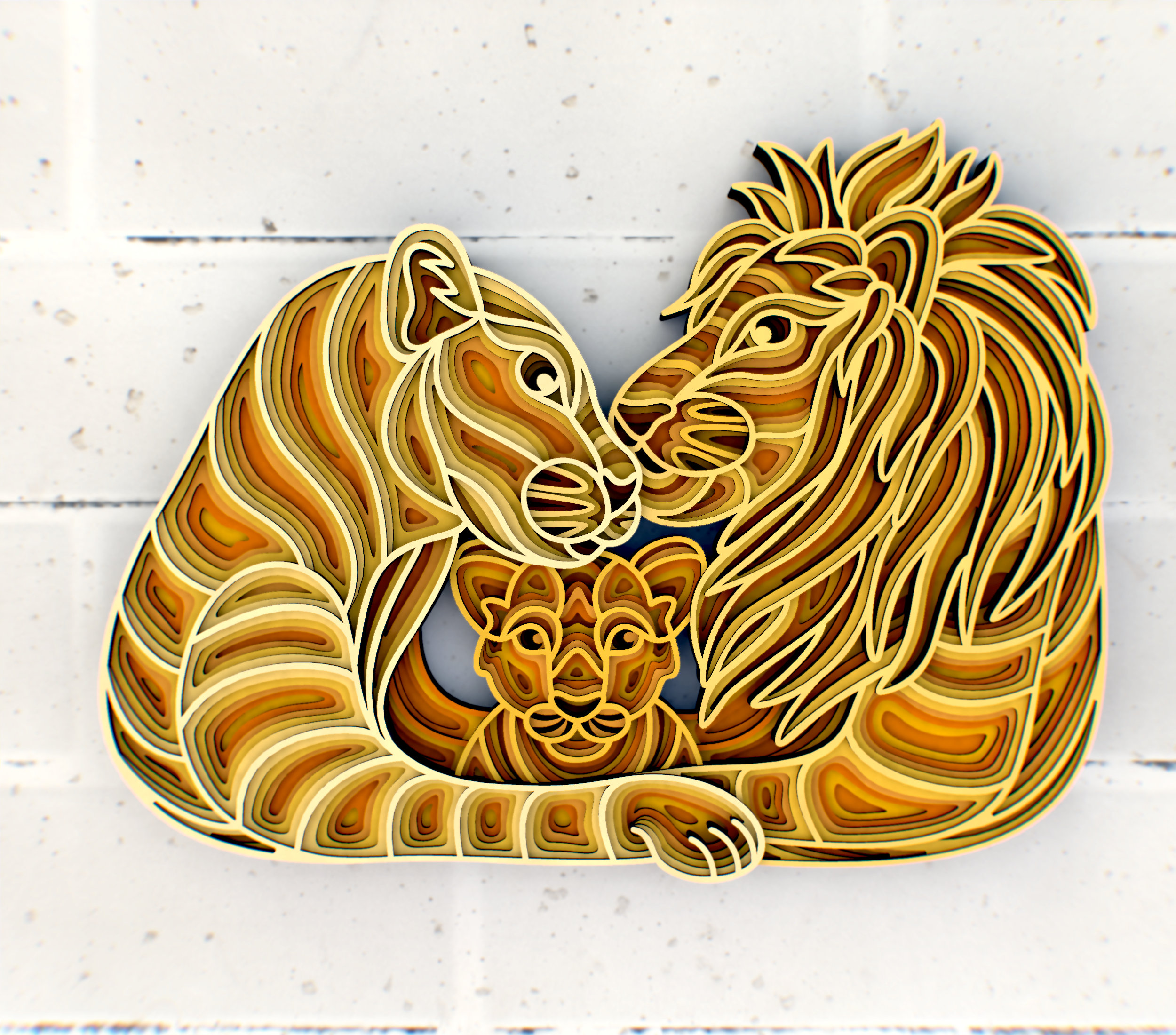 Download Family of Lions Dad Mom And Child Mandala svg Multilayer ...