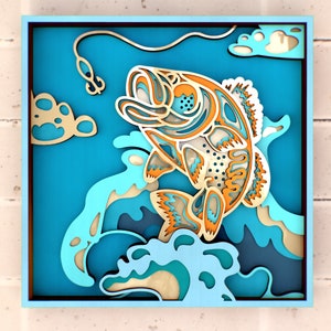 Fishing Decor 3d Mandala SVG STL dxf  pdf files for Cricut Laser cutter or 3d Printer, Papercut Gift for Fisher