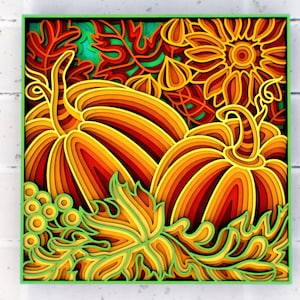 Automne Automne et Citrouilles Decor 3D Mandala SVG fichiers, Halloween citrouille svg Papercut pour couper des fichiers SVG pour Cricut ou routeur CNC