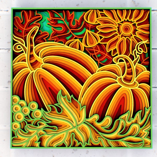 Fall Autumn and Pumpkins Decor 3D Mandala SVG files, Halloween pumpkin svg Papercut for Cutting SVG files for Cricut or CNC router