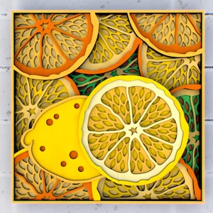 Lemons Mandala svg, Painel multicamadas para corte a laser, arquivos SVG em camadas para roteador CNC Laser ou Cricut