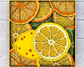 Lemons Mandala svg, Multilayer Panel for Laser Cutting, layered SVG files for CNC router Laser or Cricut