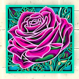 Rose 3d Mandala svg, Bloem meerlaagse papercraft bestanden voor Cricut, gelaagde SVG bestanden voor CNC router Laser of Cricut