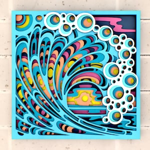 Big Wave 3D mandala svg stl files | Layered Ocean Design for laser cutting, cnc router & 3D printing | DXF, SVG, STL included