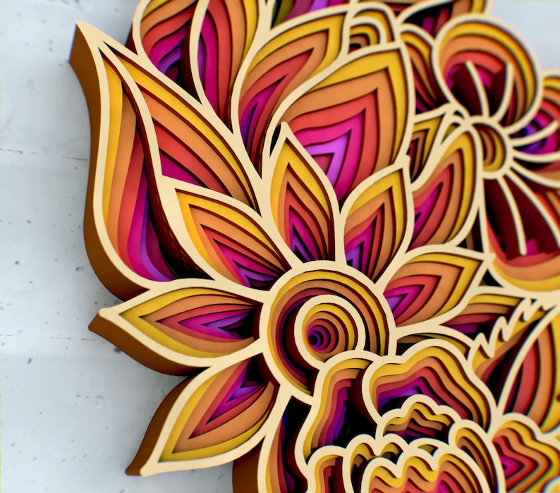 Download 3D Floral Heart Mandala SVG Files Wedding Panel Files for ...