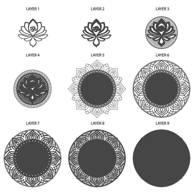 Download Lotus Mandala Lotos 3D Mandala SVG DFX Multilayer Cutting ...