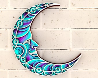 Moon 3d Mandala svg, multilayer papercraft files for Cricut, layered SVG files for CNC router Laser or Cricut