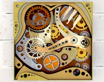 Steampunk Mechanics 3D Mandala svg, Steampunk style Multilayer Panel for Laser Cutting, layered SVG files for CNC router Laser or Cricut