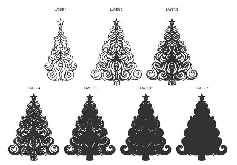 Download Christmas Tree 3D Zentangle svg files Multilayer Panel for ...