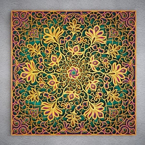 Floral 3D Mandala Narmada SVG-bestanden, bloem Mandala gesneden bestanden, meerlaagse SVG-bestanden voor CNC-router, gelaagde Mandala Cricut-bestanden