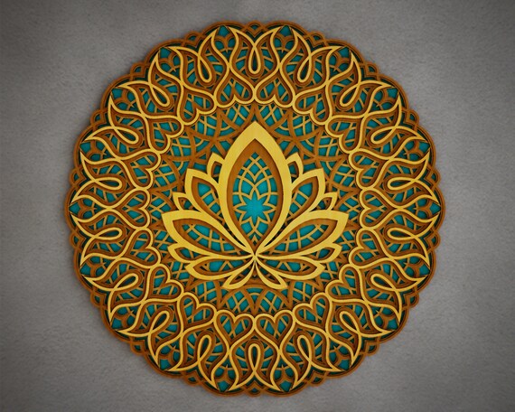 Lotus Mandala Dakatia, 3D Panel SVG Files, DFX Multilayer