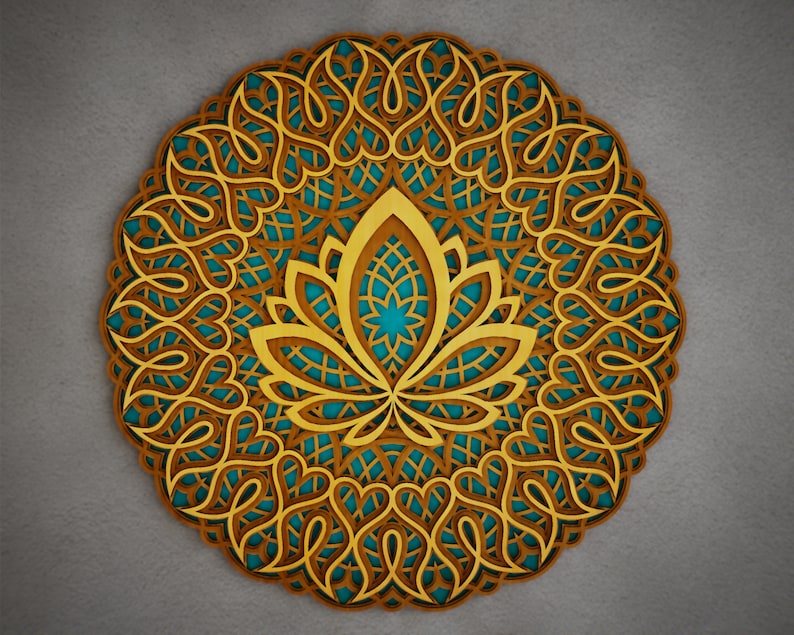 Download Lotus Mandala Dakatia 3D panel SVG files DFX Multilayer | Etsy