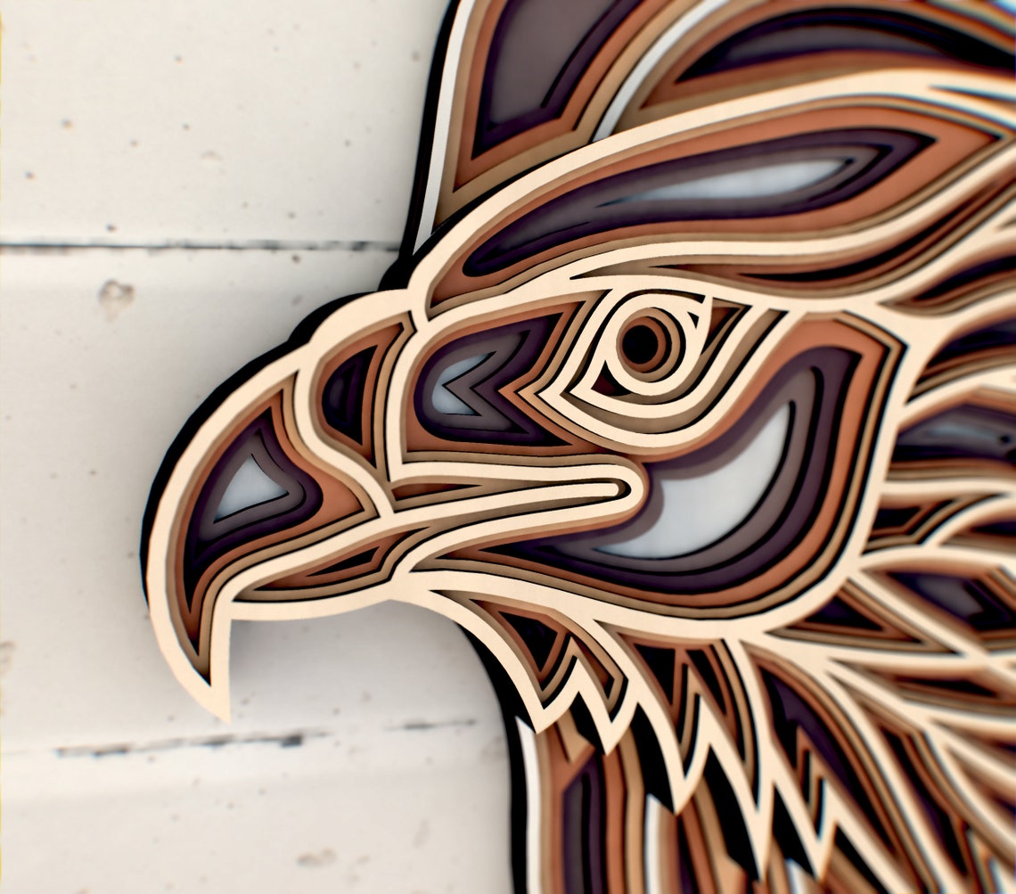 Eagle Zentangle 3D Mandala Svg File, Multilayer Panel for Laser Cutting ...