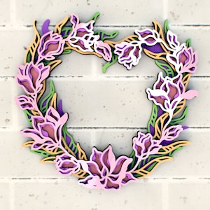 Frühlingsblumenkranz 3D-Svg-Mandala-Dateien, Mehrschichtplatte zum Laserschneiden, SVG-Dateien, DXF-Vorlagen für CNC-Fräse