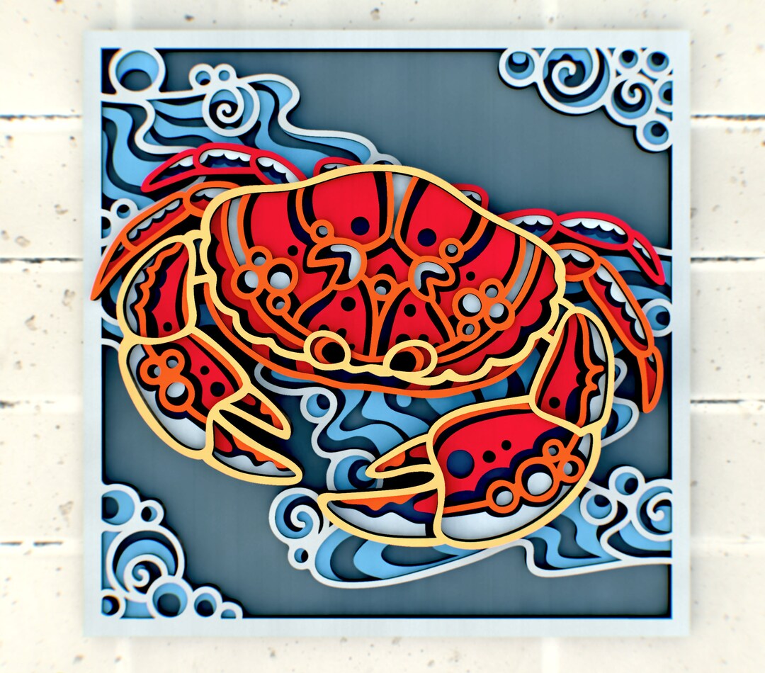 Crab 3D Mandala Svg, Multilayer Panel for Laser Cutting, Layered SVG ...