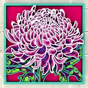 Chrysanthemum Flower 3d SVG Mandala files for Cricut of Laser Cutting, 9 layerd svg | DXF | DWG