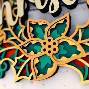 Merry Christmas Wreath 3D Mandala Svg Files, Multilayer Panel for Laser